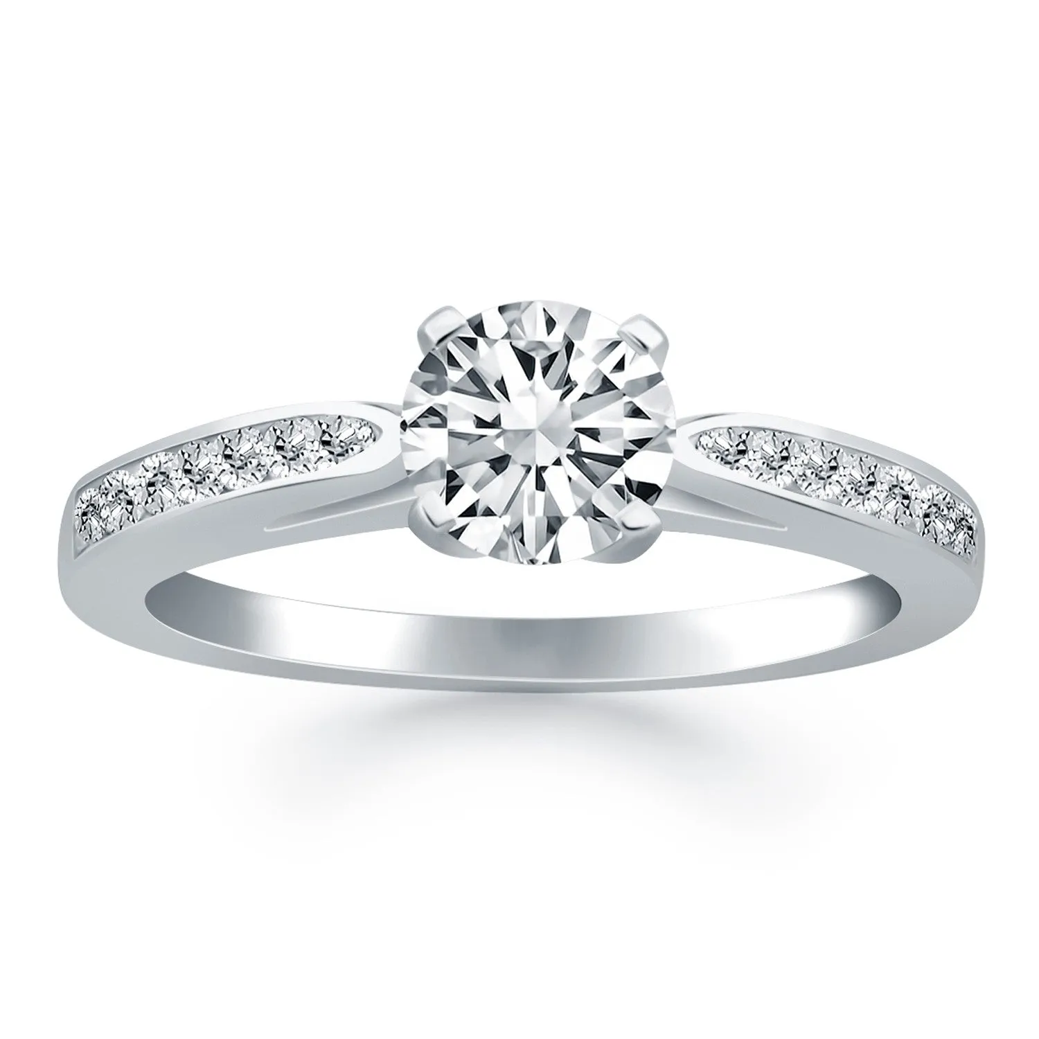14k White Gold Cathedral Engagement Ring with Pave Diamonds-rxd29732y28bt