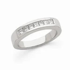 14k White Gold Diamond Completed Princess Wedding Band Ring