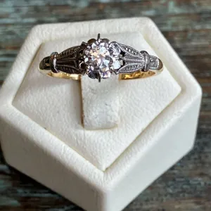 18ct Gold & Platinum Diamond Ring | Size N | 0.4 Carat