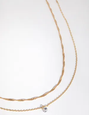 18ct Gold Plated April Cubic Zirconia Necklace Set
