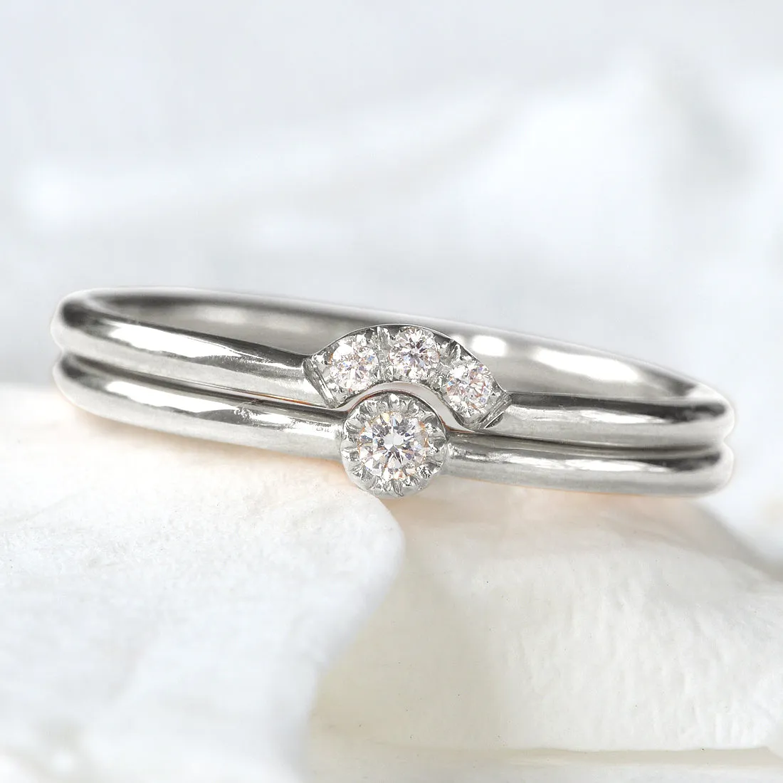 18ct Palladium White Gold Milgrain Diamond Solitaire Ring