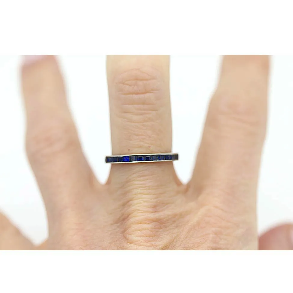 1980s Vintage Channel Set Sapphire Wedding Stacking Band