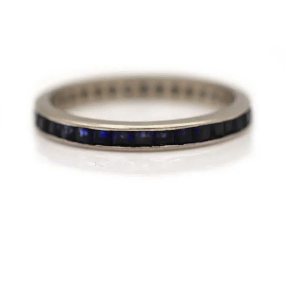 1980s Vintage Channel Set Sapphire Wedding Stacking Band
