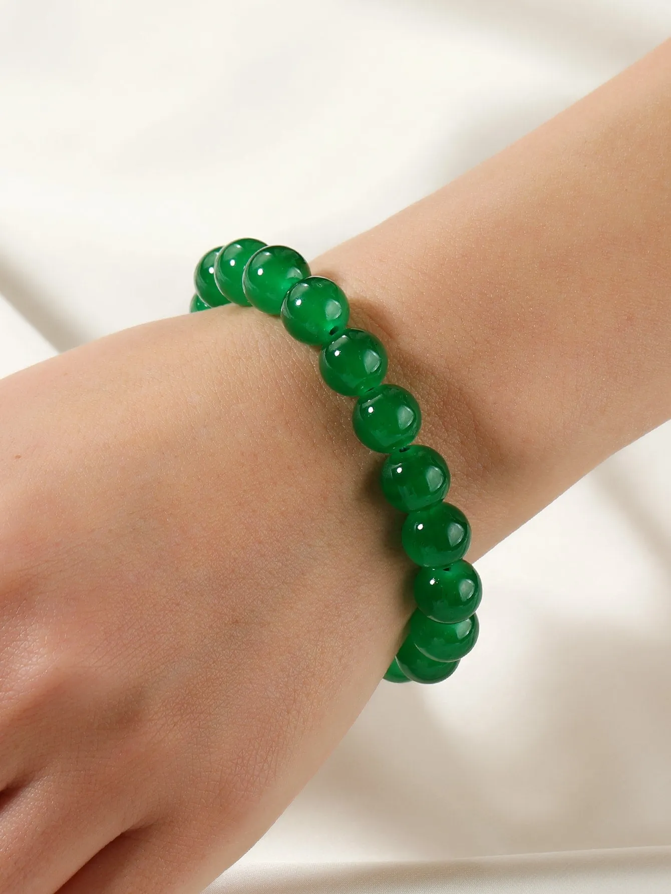 1pc Green Beaded Bracelet for Women Crafted Jewelry Stackable Bracelets