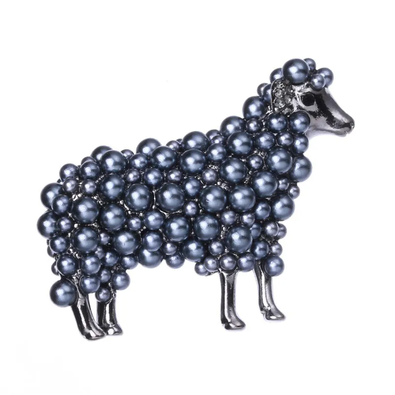 2-color Pearl Sheep Brooches For Women