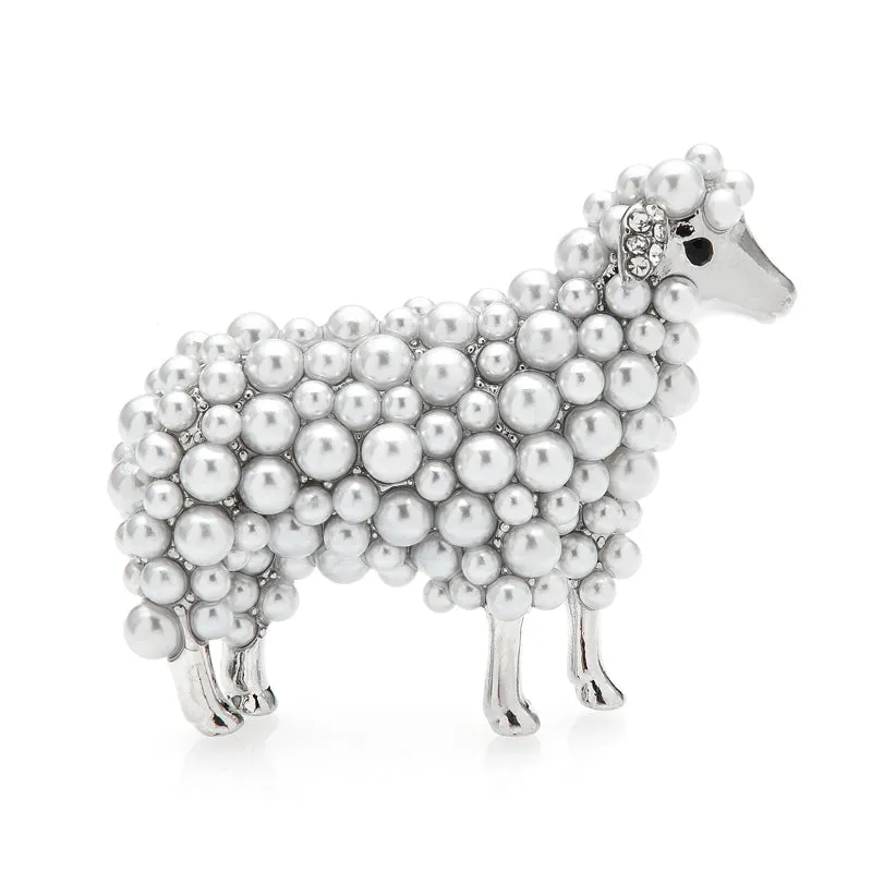 2-color Pearl Sheep Brooches For Women