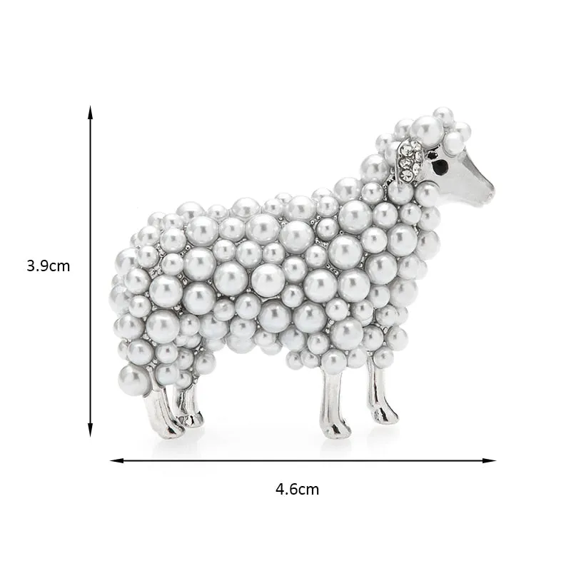 2-color Pearl Sheep Brooches For Women