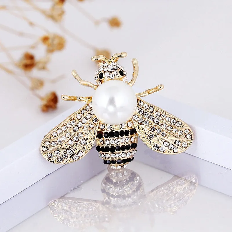 2 Colors Choose Rhinestone Bee Brooches for Women