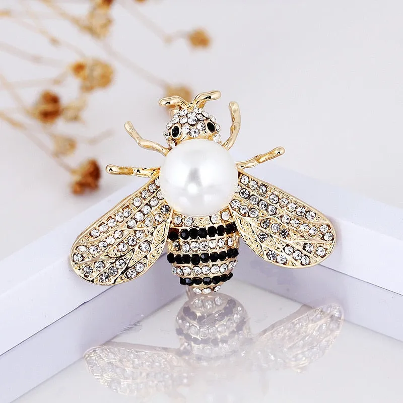 2 Colors Choose Rhinestone Bee Brooches for Women