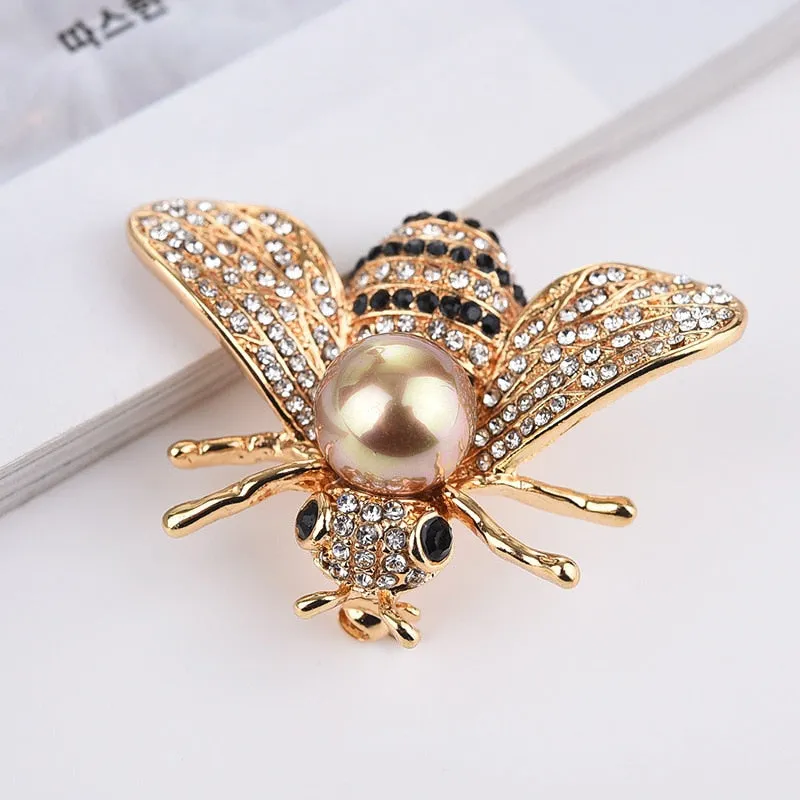 2 Colors Choose Rhinestone Bee Brooches for Women