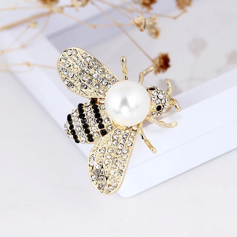 2 Colors Choose Rhinestone Bee Brooches for Women