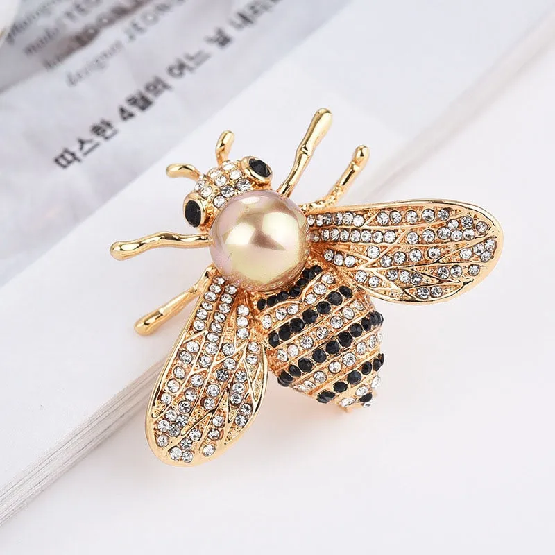 2 Colors Choose Rhinestone Bee Brooches for Women