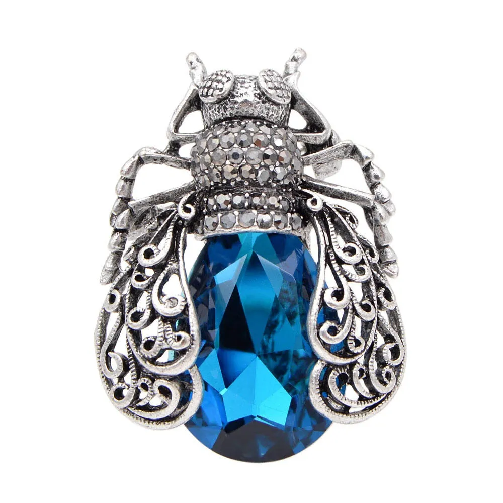 3 Colors Choose Crystal Bug Brooches for Women