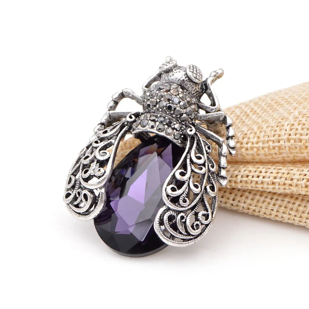 3 Colors Choose Crystal Bug Brooches for Women