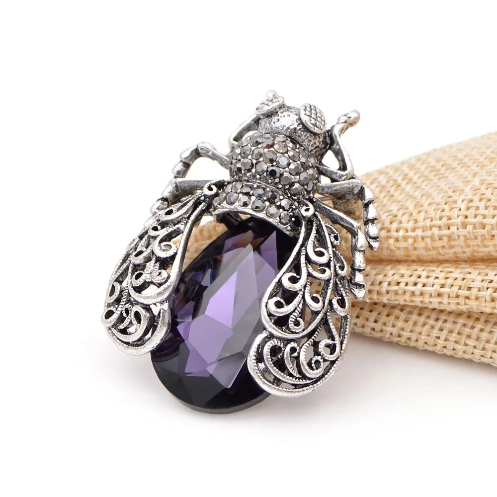 3 Colors Choose Crystal Bug Brooches for Women