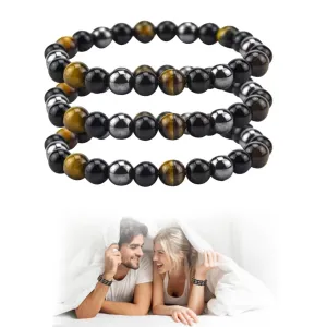 3 Pcs Magnetic Bracelet for Women Men - Hematite Weighted Stainless Steel Triple Bracelet,with Beautiful Jewelry box，Adjustable, Stackable, Personalized Bracelet,Best Friend Holiday Gift