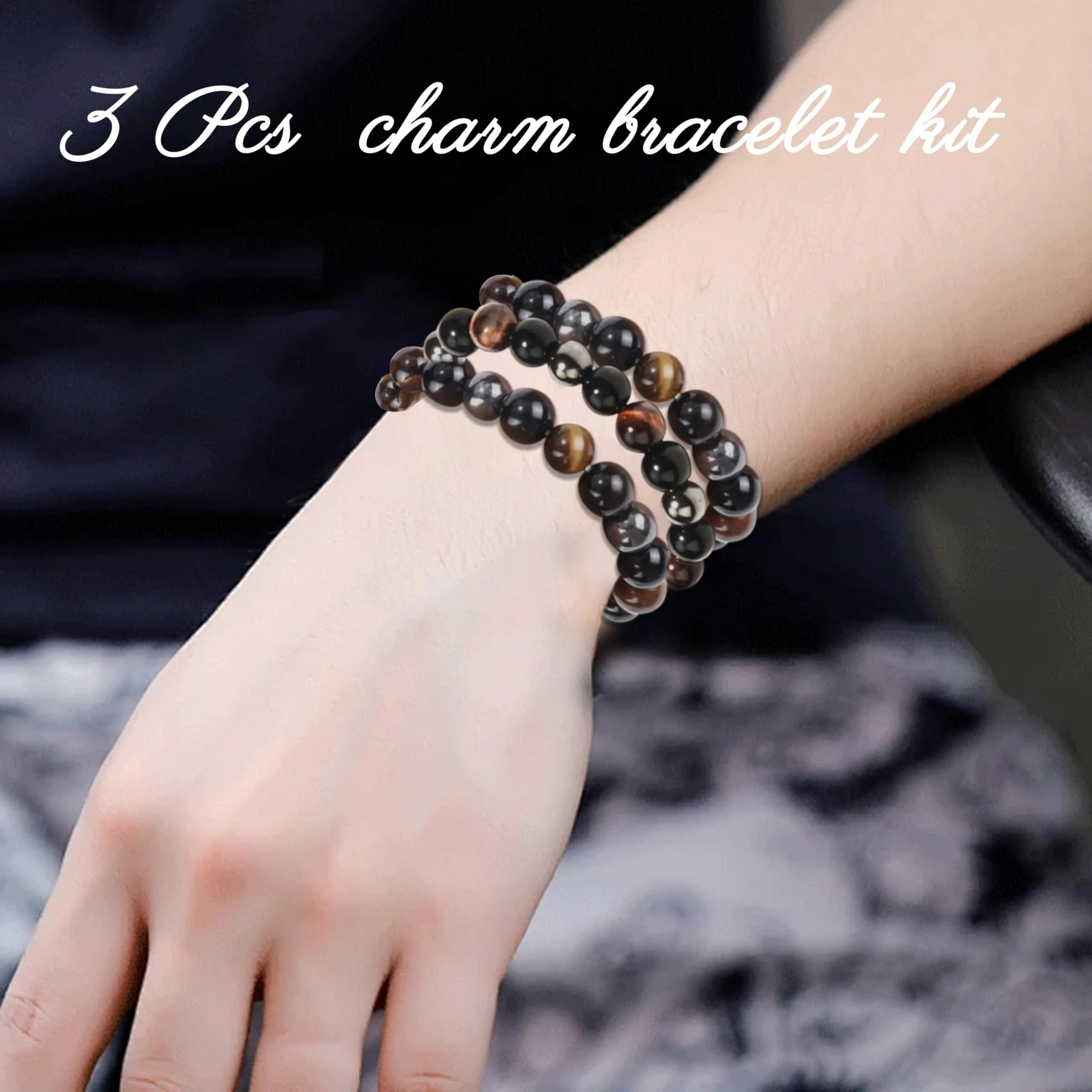 3 Pcs Magnetic Bracelet for Women Men - Hematite Weighted Stainless Steel Triple Bracelet,with Beautiful Jewelry box，Adjustable, Stackable, Personalized Bracelet,Best Friend Holiday Gift