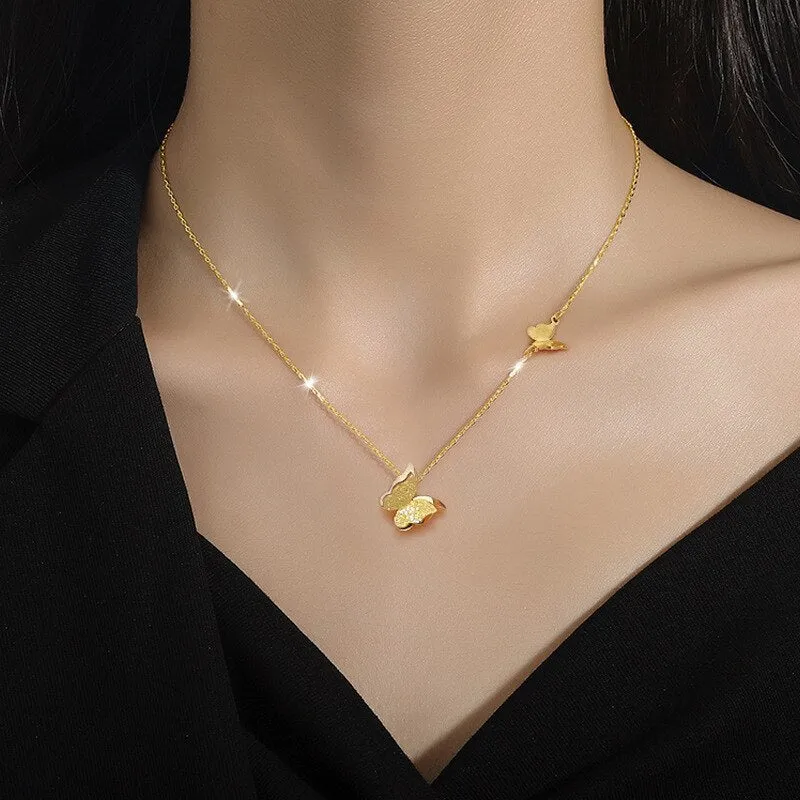 316L Stainless Steel Charming Butterfly Pendant Necklace for Women