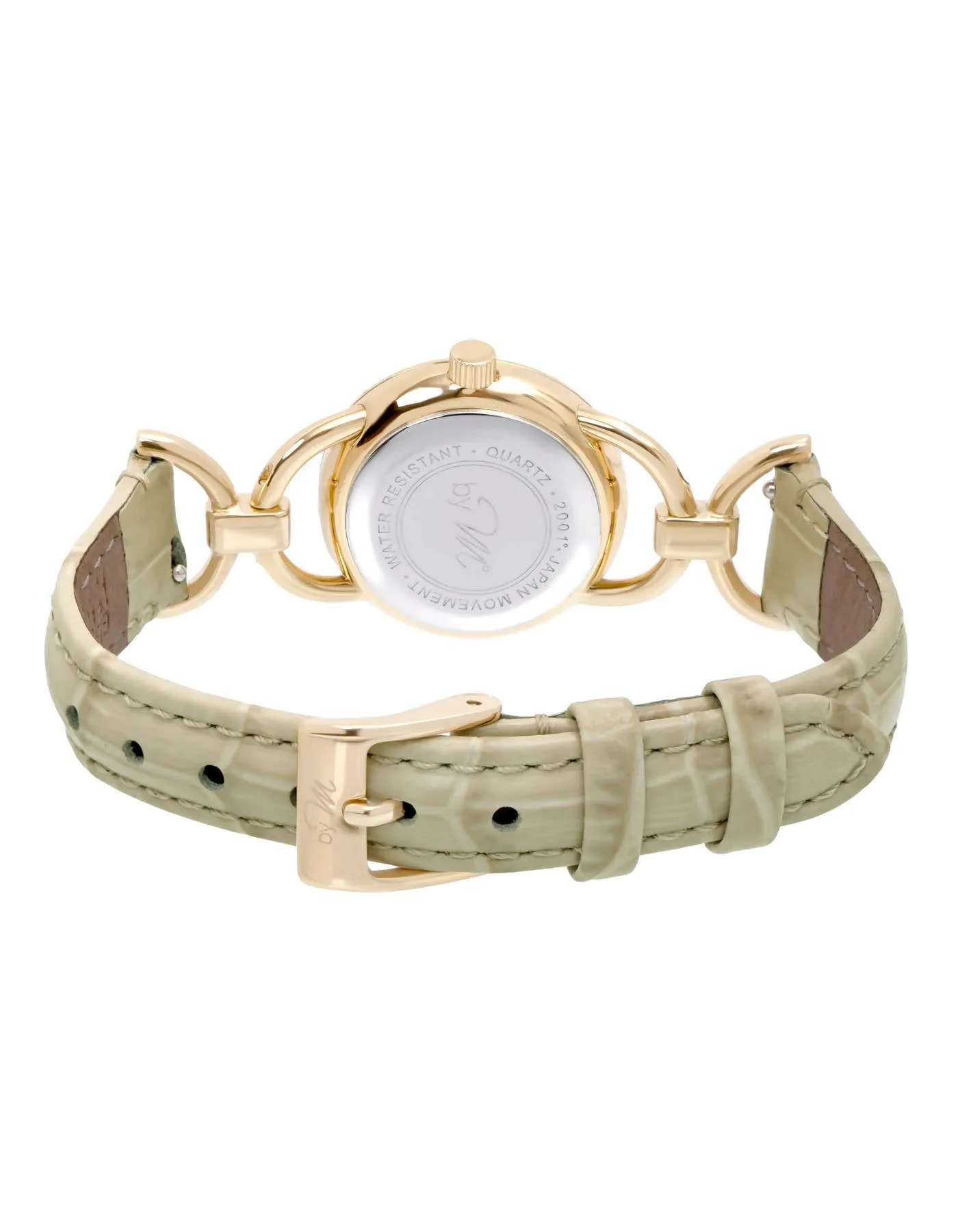 80's Vintage Design Gold-Tone Watch With Beige Leather Strap