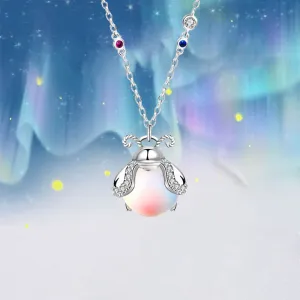 925 sterling silver inlaid moonstone firefly necklaces for woman