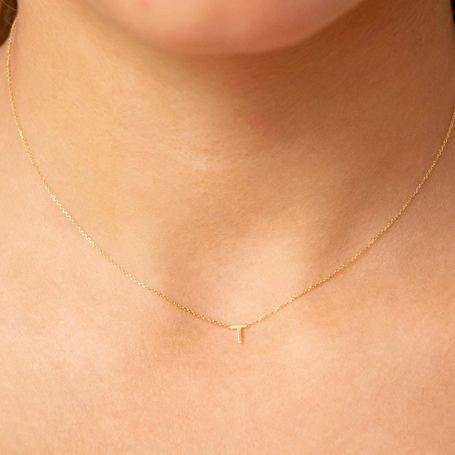 9K Gold 'T' Initial Necklace - 1.19.0169