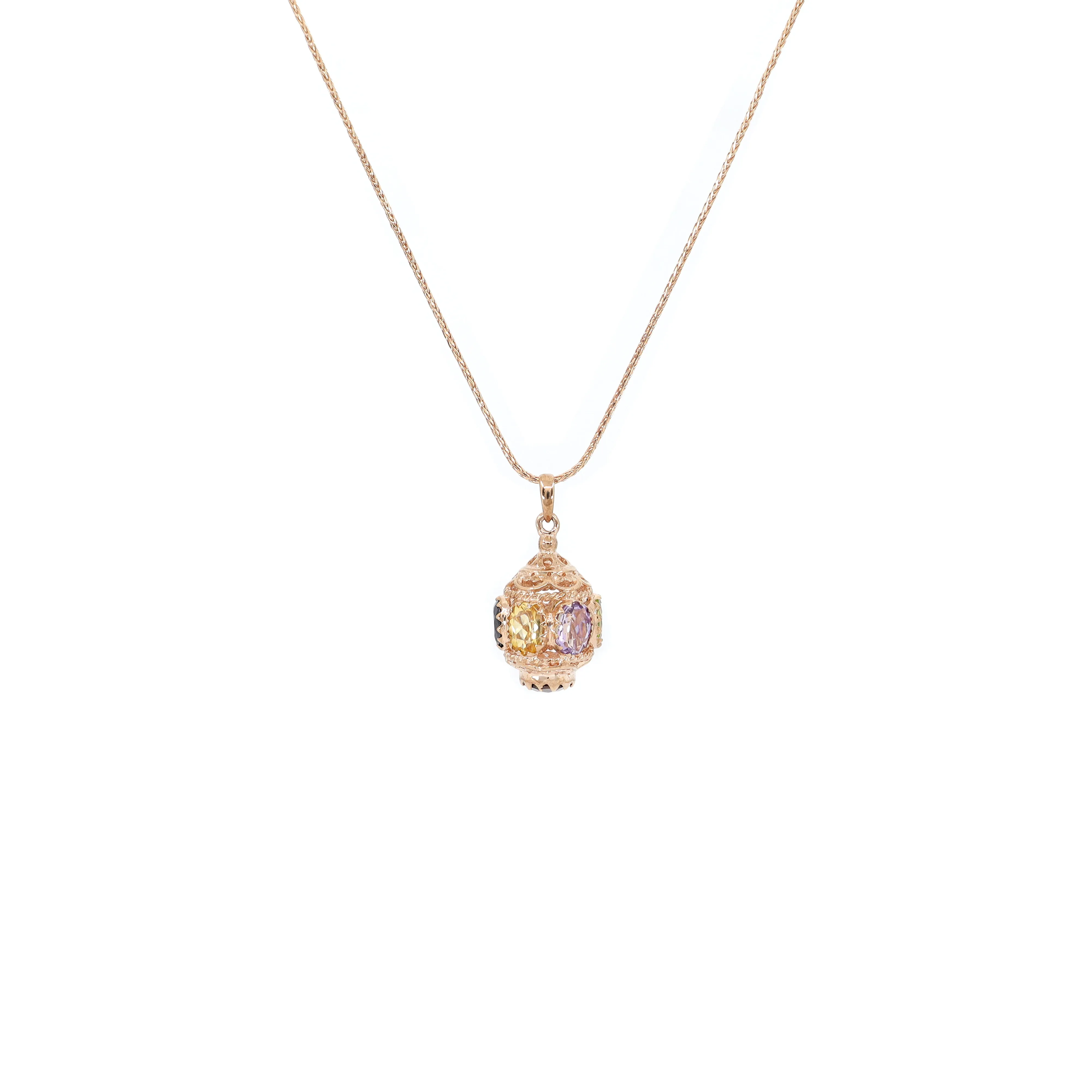 9K Rose Gold Multicolour Stone Pendant - 20620608