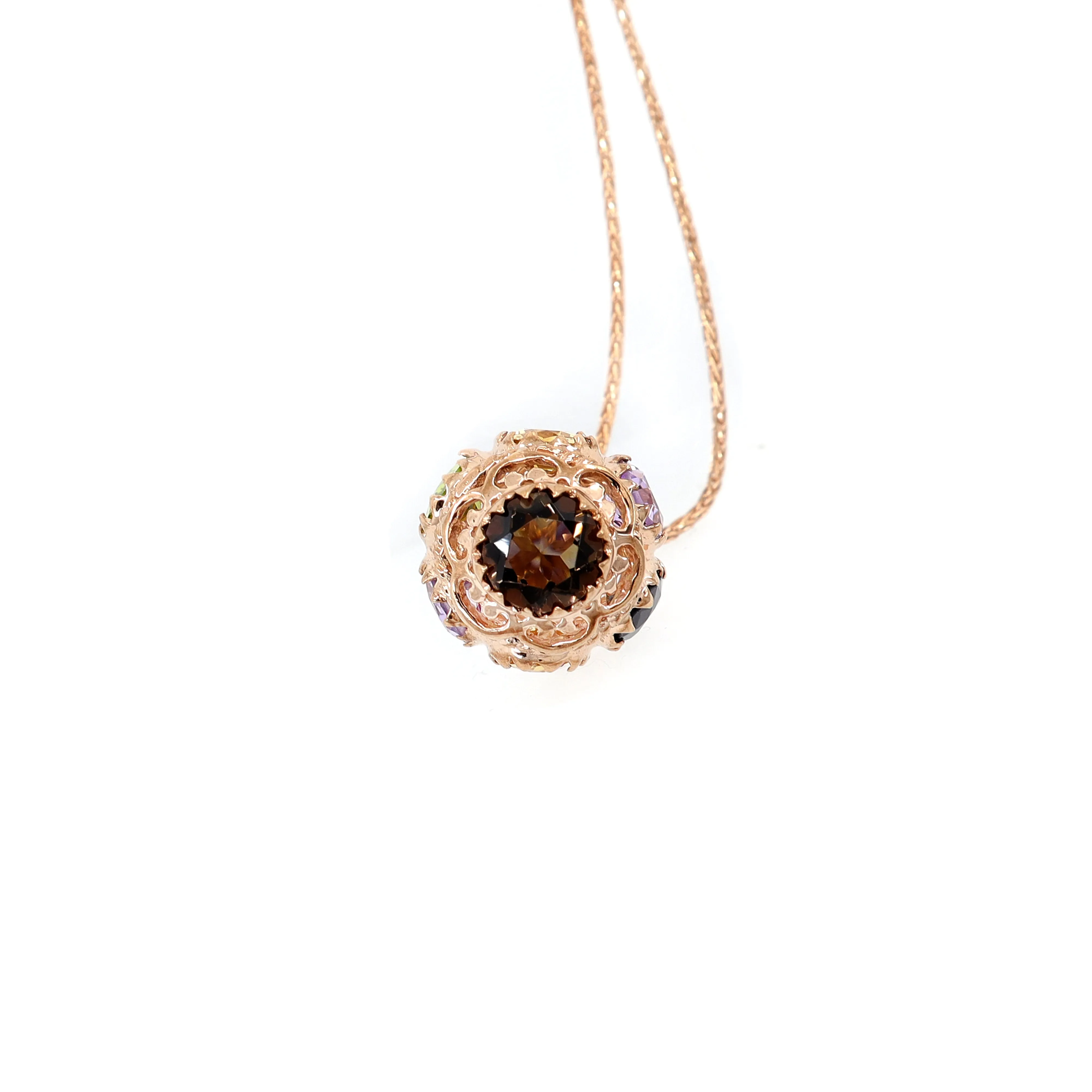 9K Rose Gold Multicolour Stone Pendant - 20620608