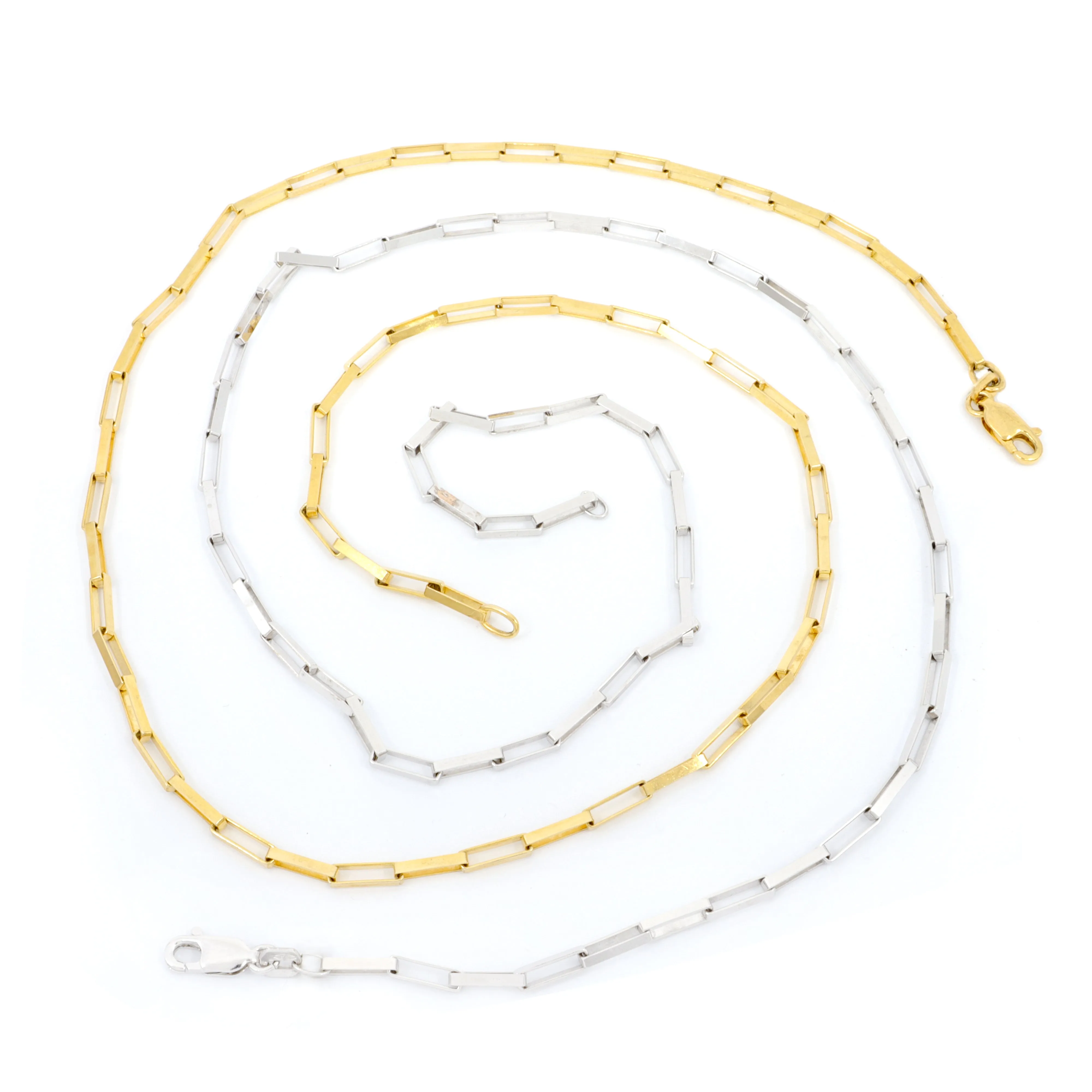 9K White Gold  Long Box Paper Clip Necklace - 20728335