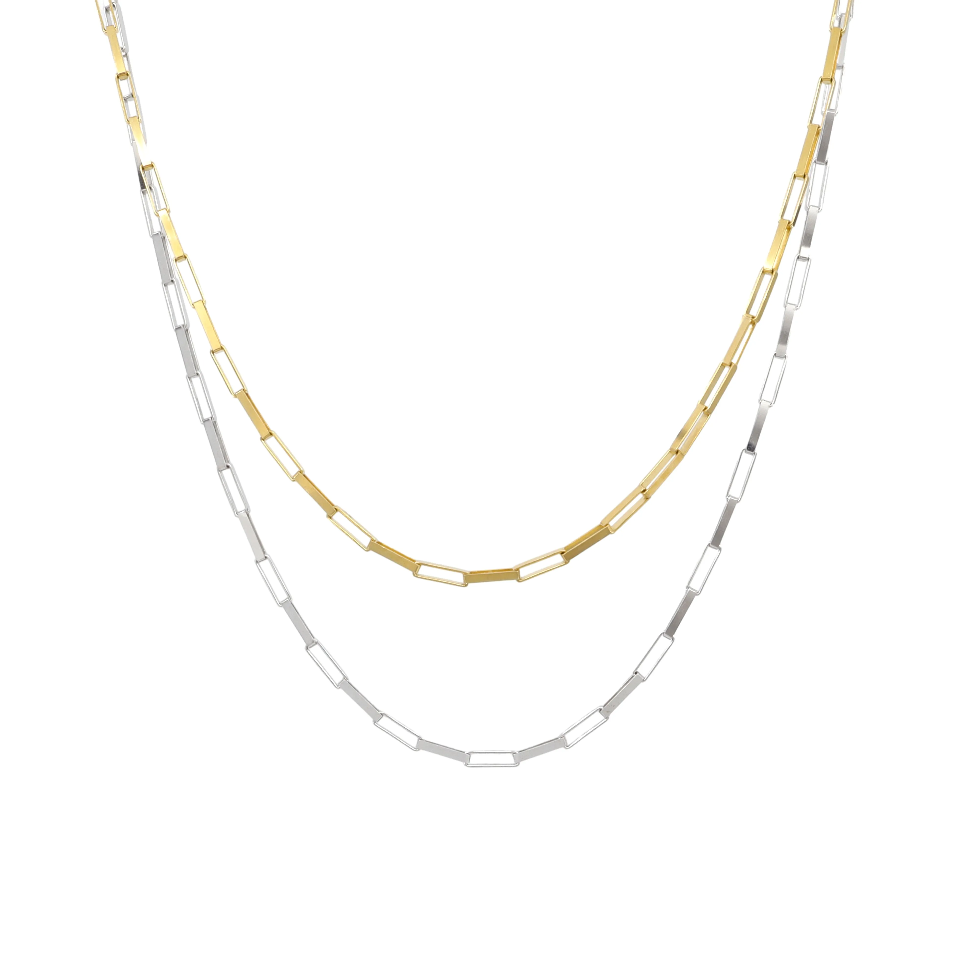 9K White Gold  Long Box Paper Clip Necklace - 20728335
