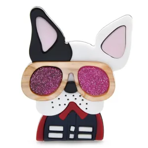 Acrylic Dog Brooches For Women Designer Wear Big Glasses Cool Dog Brooch