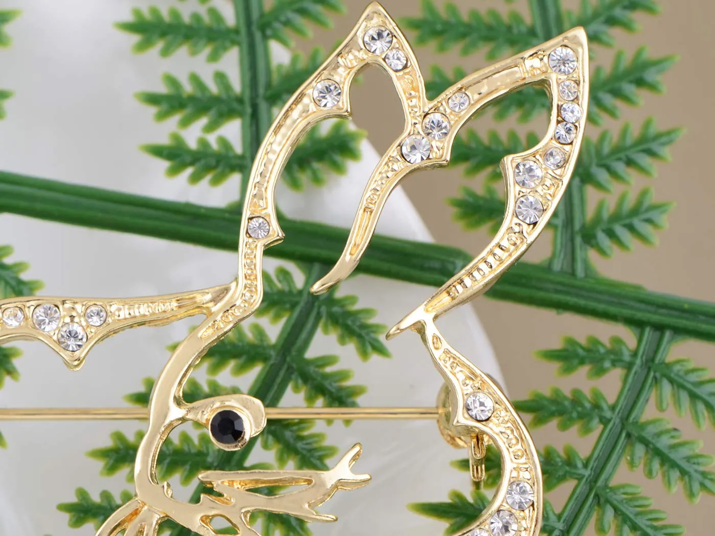 Alilang Golden Tone Clear Crystal Colored Rhinestones Cutout Bunny Rabbit Brooch Pin