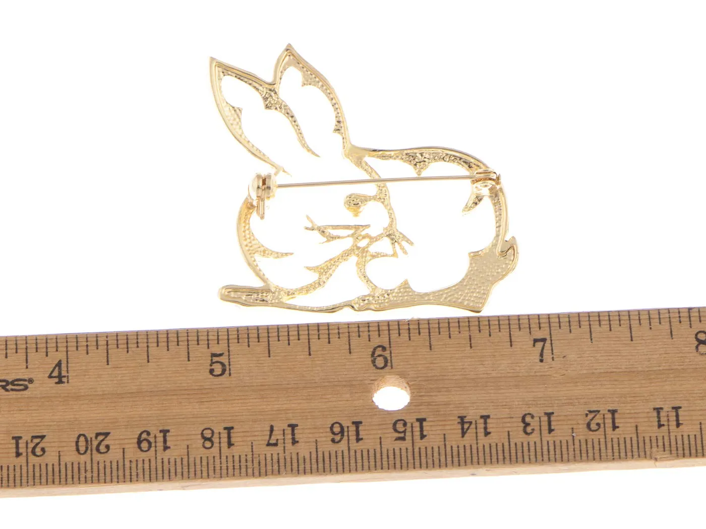 Alilang Golden Tone Clear Crystal Colored Rhinestones Cutout Bunny Rabbit Brooch Pin