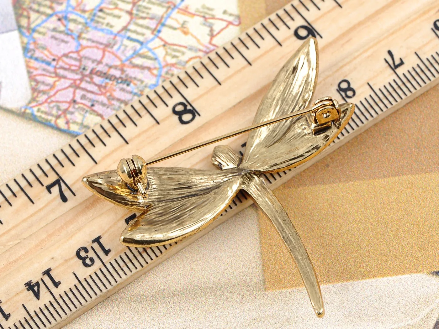 Alilang Golden Tone Iridescent Multi Rhinestones Colorful Dragonfly Brooch Pin