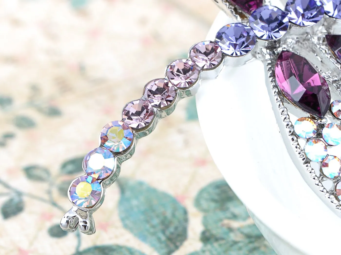 Alilang Silvery Tone Iridescent Multi Rhinestones Colorful Dragonfly Brooch Pin