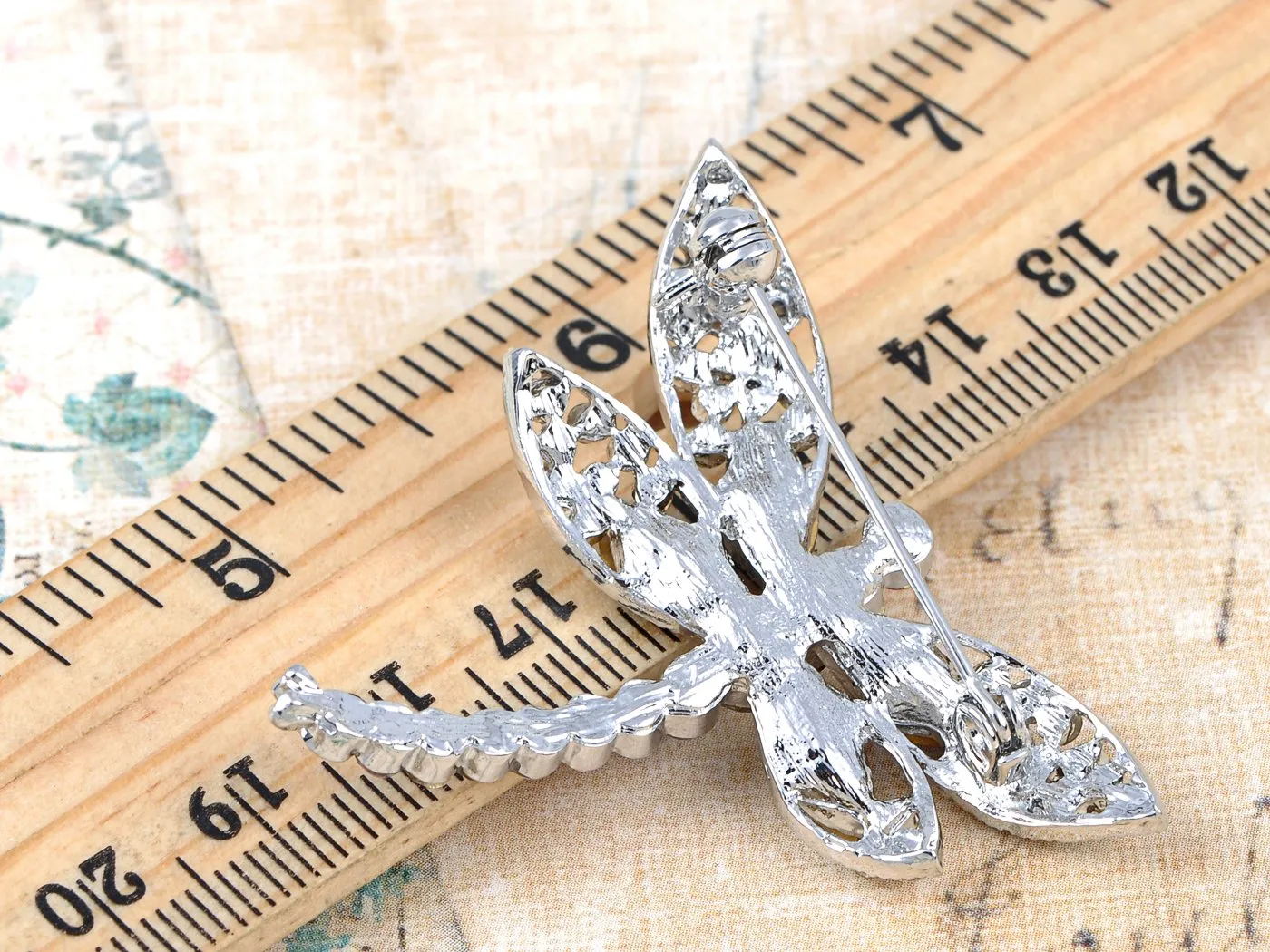 Alilang Silvery Tone Iridescent Multi Rhinestones Colorful Dragonfly Brooch Pin