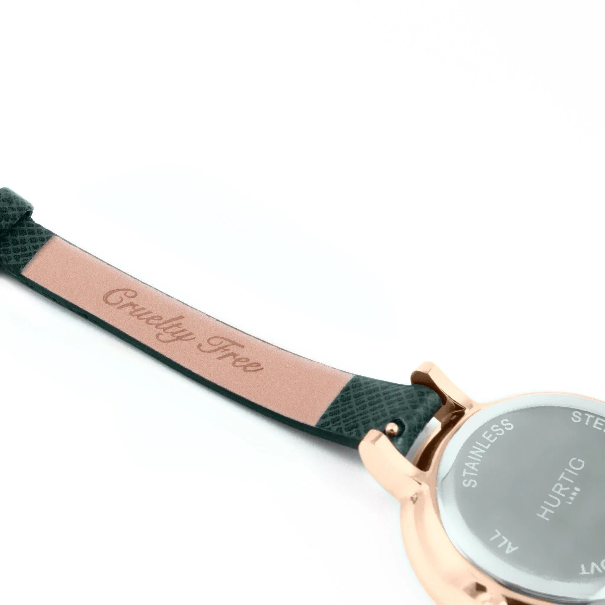 Amalfi Petite Vegan Leather Watch Gold, White & Forest Green