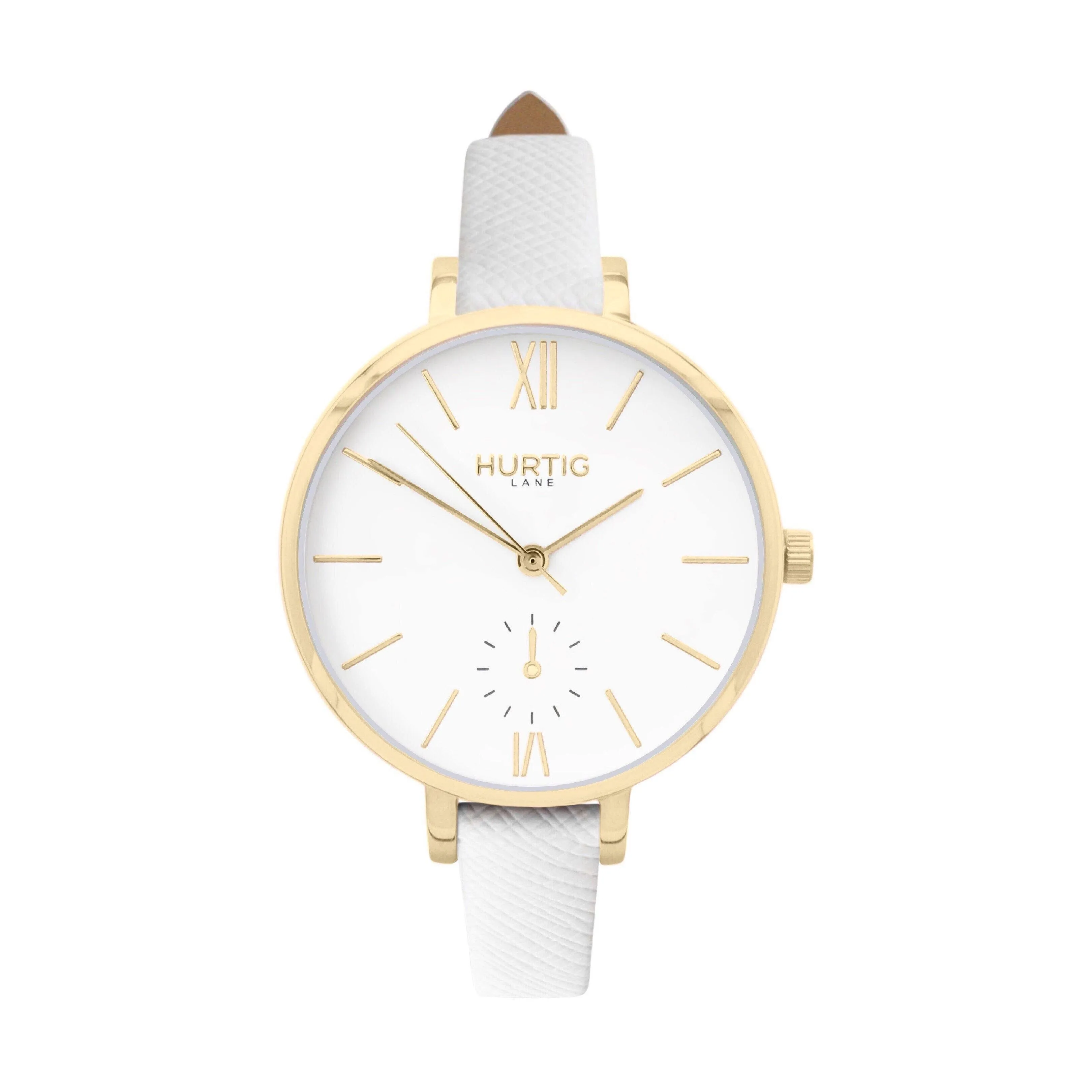 Amalfi Petite Vegan Leather Watch Gold, White & Forest Green