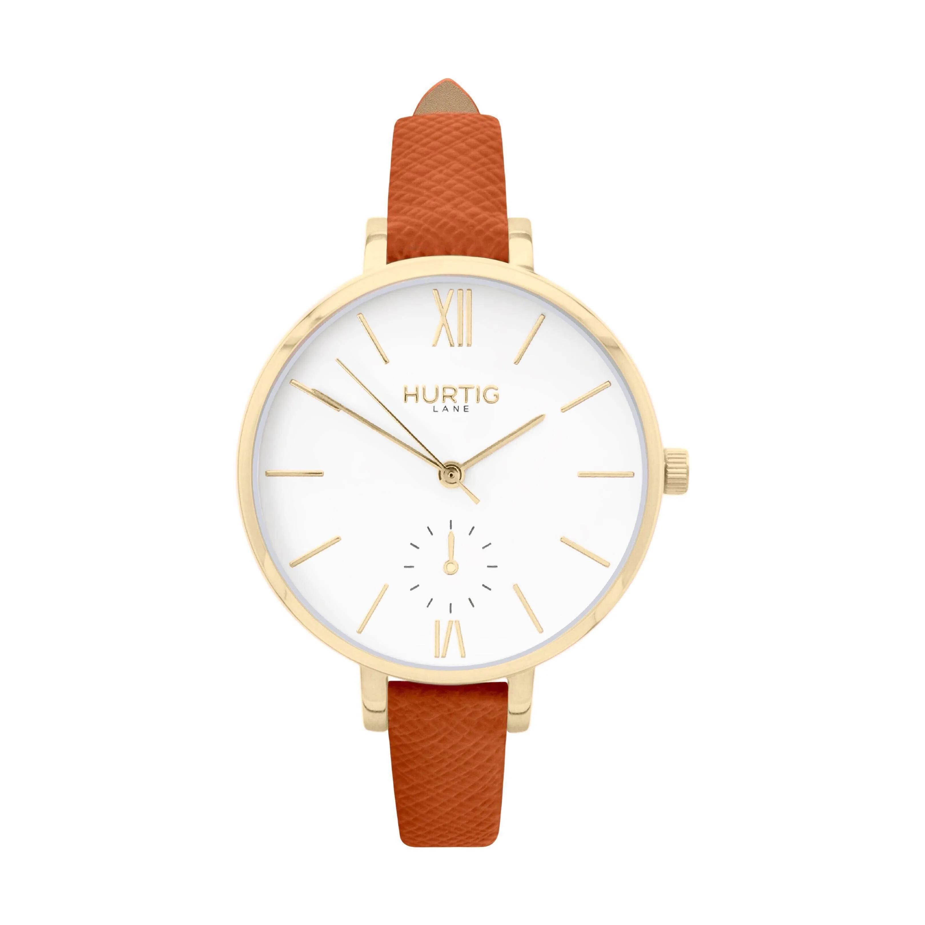 Amalfi Petite Vegan Leather Watch Gold, White & Forest Green