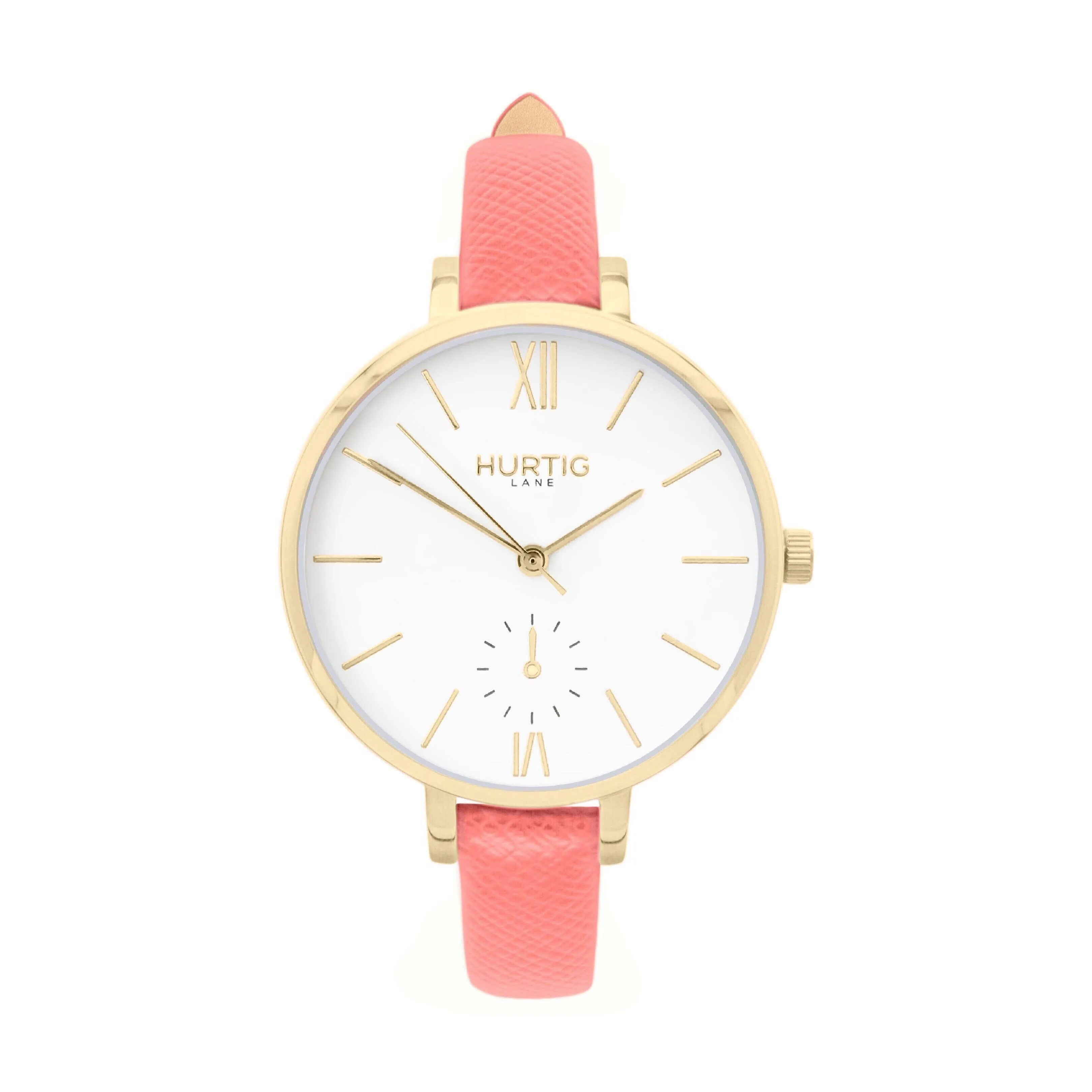Amalfi Petite Vegan Leather Watch Gold, White & Forest Green