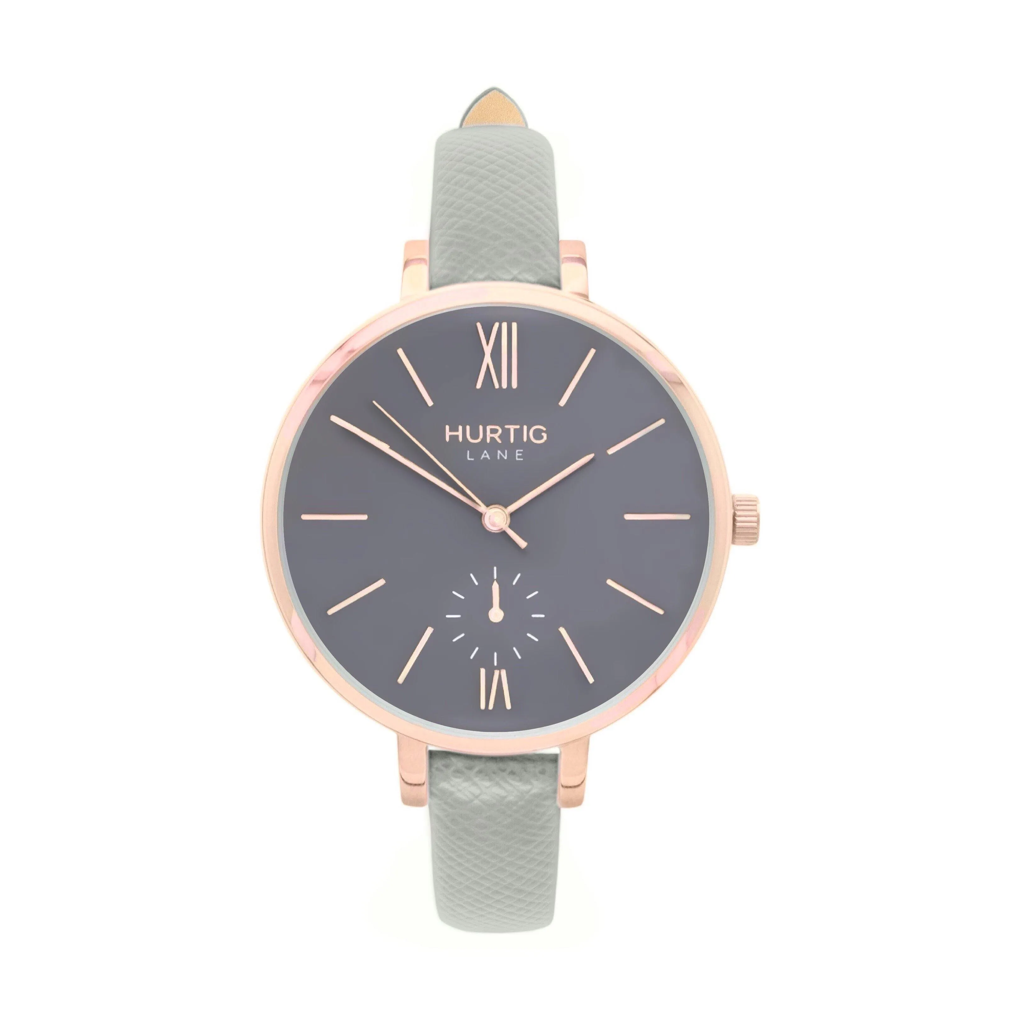 Amalfi Petite Vegan Leather Watch Rose Gold, Grey & White