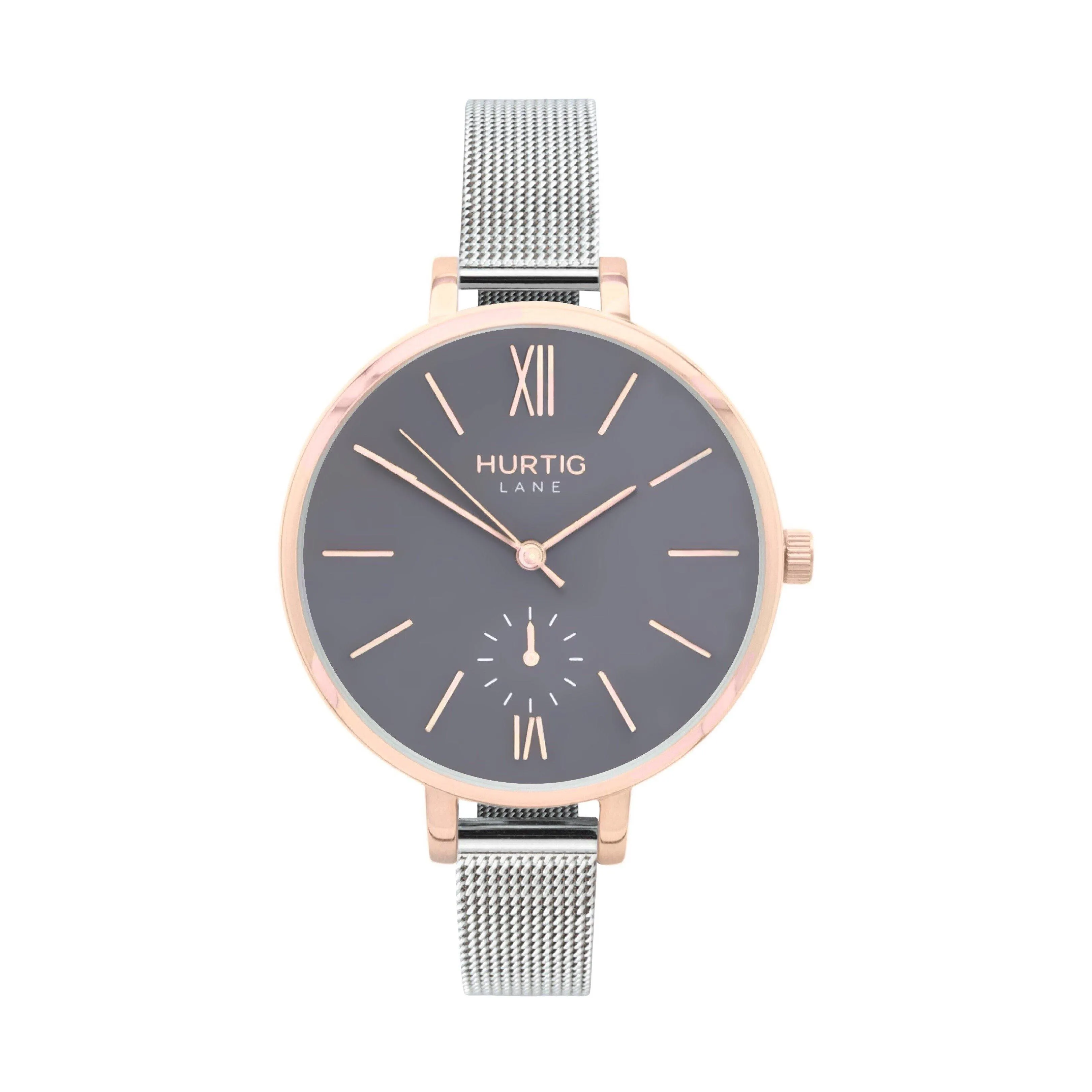 Amalfi Petite Vegan Leather Watch Rose Gold, Grey & White