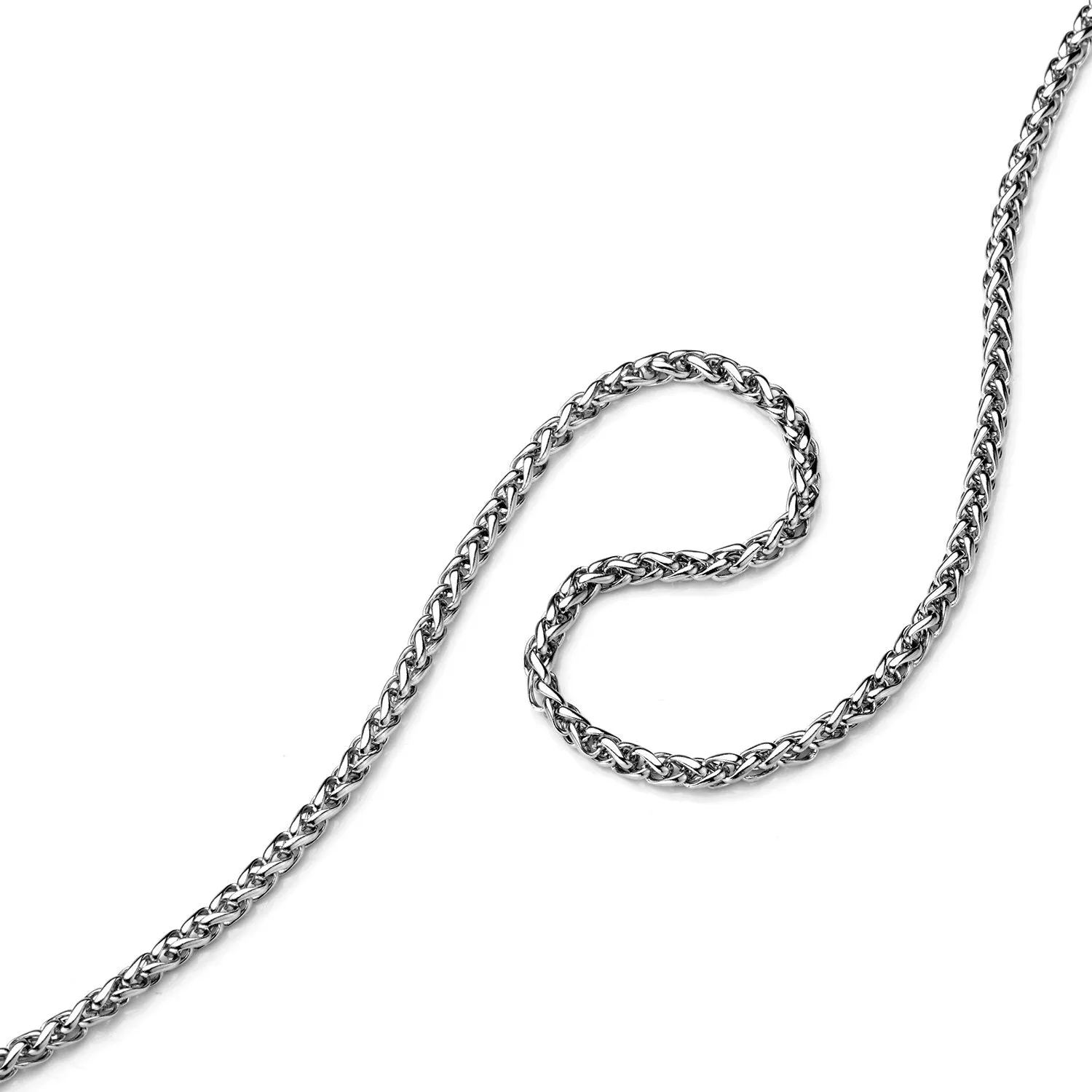 AmyRT Jewelry 4mm Titanium Steel Wheat Silver Chain Necklaces for Men & Women 16 to 30 Inches 16.0 Inches