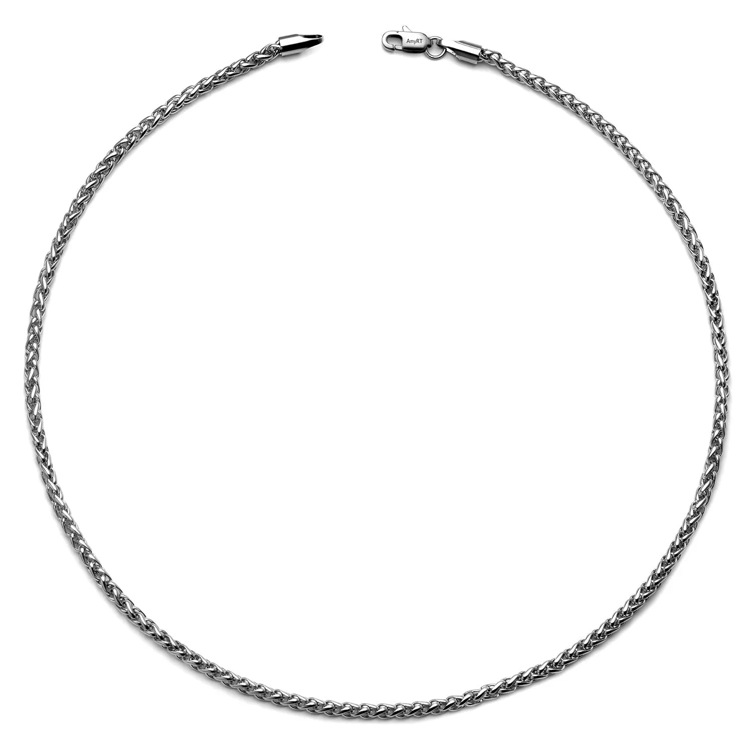 AmyRT Jewelry 4mm Titanium Steel Wheat Silver Chain Necklaces for Men & Women 16 to 30 Inches 16.0 Inches