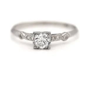 Antique 1940s Geometric Square Old European Cut Diamond Engagement Ring