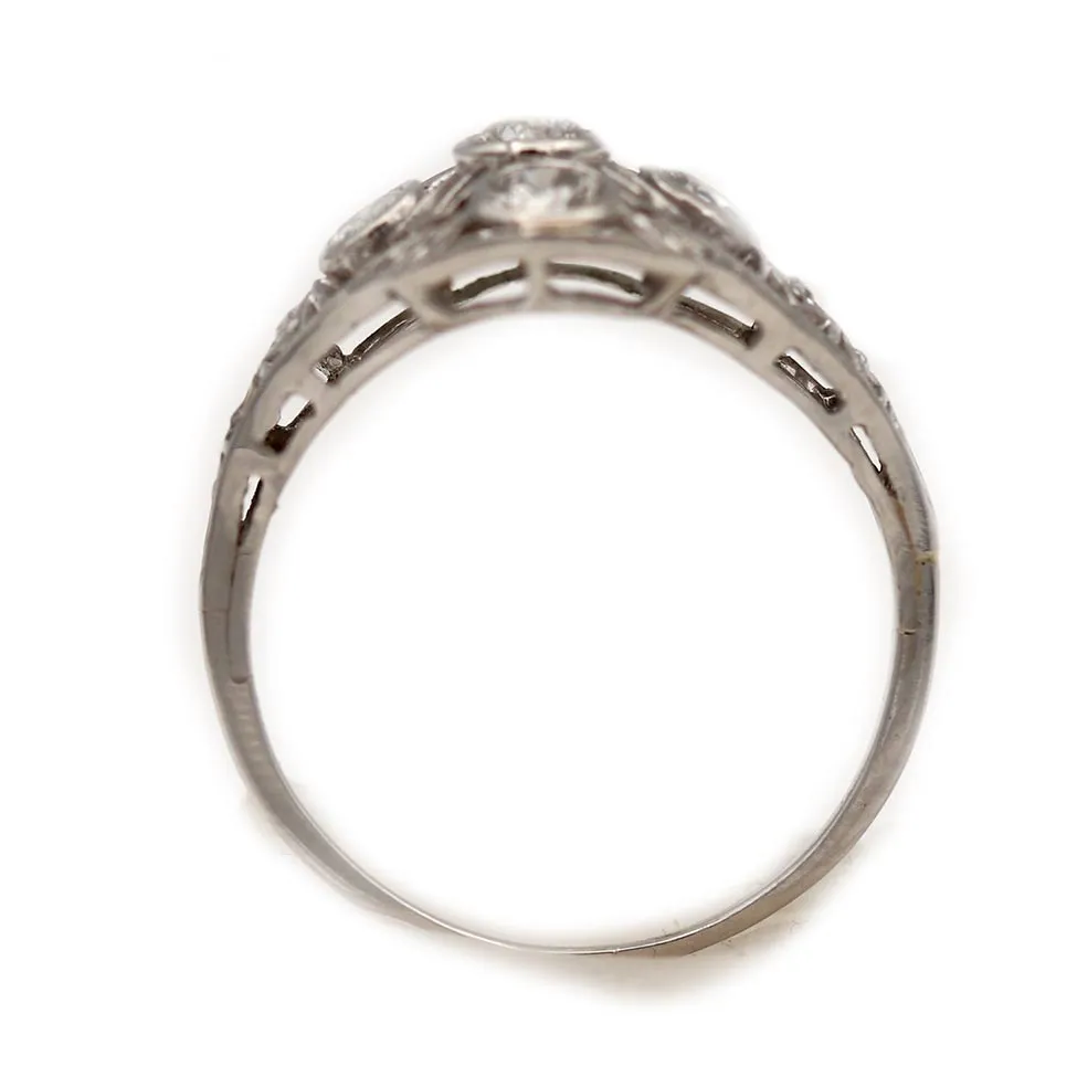 Art Deco .90 CTW Old Mine Cut Bezel Set Diamond Vintage Engagement Ring