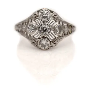 Art Deco .90 CTW Old Mine Cut Bezel Set Diamond Vintage Engagement Ring