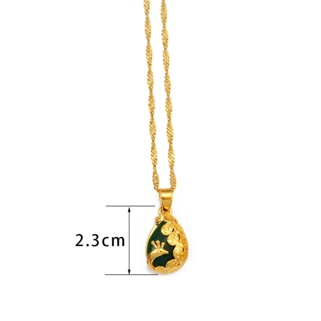 Bamboo,Peacock Green White Stone Pendant Necklaces