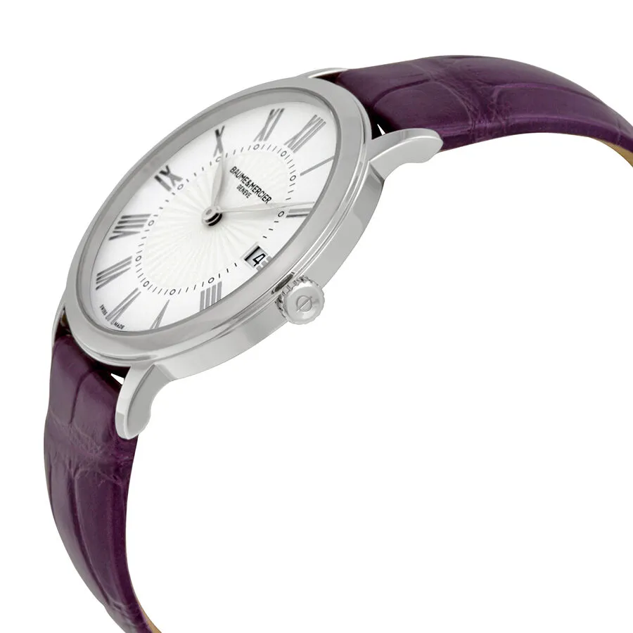 Baume et Mercier Classima White Dial Purple Leather Ladies Watch 10224 MOA10224
