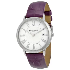 Baume et Mercier Classima White Dial Purple Leather Ladies Watch 10224 MOA10224
