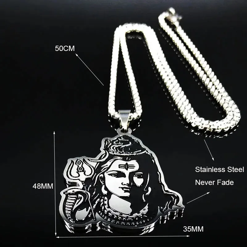 Black Enamel Stainless Steel  Indian Art Hindu God Figure Necklaces